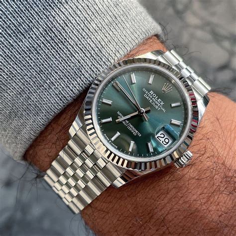 rolex datejust 41 motif green dial|rolex datejust 126300 41mm.